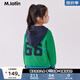M.Latin/馬拉丁童裝兒童外套冬新款女大童撞色間條學(xué)院風(fēng)連帽毛衣外套 翠綠 120 cm