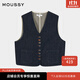 moussy 2025秋季新品復古風(fēng)口袋拼接短款馬甲外套女028IAC10-1003 110藍色 均碼