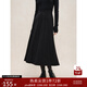 自巧小個(gè)子黑色針織半身裙女長(zhǎng)款秋冬2024新款百褶裙a字顯瘦傘裙 謐黑色 L （5碼）
