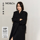 MO&Co.【秦嵐同款】大衣綿羊毛毛呢外套墊肩長(zhǎng)款附腰帶MBD4OVC002 黑色 M /165