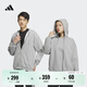 adidas休閑舒適寬松加絨連帽夾克外套男女秋冬阿迪達斯官方輕運動(dòng)   中麻灰   L