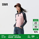 森馬POLO衫女短款緊身拼色插肩袖辣妹衣服春季時(shí)尚字母上衣復(fù)古風(fēng) 紅灰色調(diào)00362 L