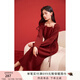 香影氛圍感穿搭紅色針織連衣裙女2025秋季新款裙子長(cháng)款過(guò)膝毛衣裙 紅色 S