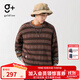 金利來(lái)（Goldlion）g+男士針織衫春秋季圖騰星紋理套頭毛衣寬松落肩上衣新復古回潮 棕色-77 L 175/92A 推薦135-150斤