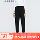 S.DEER圣迪奧女裝時(shí)尚通勤松緊抽褶插袋蘿卜褲九分褲S21180816 黑色/91 S 160