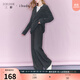 三彩2025冬季新款休閑褲松緊腰寬松闊腿褲長(cháng)褲女 深邃灰 L 165/72A