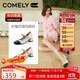 康莉（COMELY）高跟瑪麗珍鞋女春季粗跟圓頭拼接小香風(fēng)時(shí)尚單鞋 米白色/黑色 38 