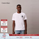 Calvin KleinJeans25夏季男士植絨膠印字母ck純棉休閑針織短袖T恤4RB858G YAA-月光白 L