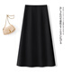 布力潘羊毛呢半身裙女春秋冬長(cháng)裙子2025年新款松緊高腰a字裙黑色毛呢傘 黑色 L 28