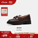 Clarks其樂(lè )英倫系列女鞋新款牛皮樂(lè )福鞋通勤平底單鞋一腳蹬皮鞋 深棕色 261807074 36
