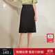 范思藍恩201028氣質(zhì)開(kāi)叉半身裙女夏季中長(cháng)款高腰a字裙職業(yè) 黑色 M