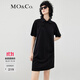 MO&Co.【新中式】連衣裙棉質(zhì)斜襟盤(pán)扣T恤改良旗袍氣質(zhì)小眾設計感 黑色 XS 155
