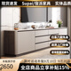 宿派巖板電視柜客廳輕奢高級感2025新款落地電視機柜背景墻一體組合柜 【雙色可選丨下單備注】 B-1.6米電視柜【顏色備注】