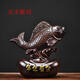 畫(huà)音錦鯉擺件鯉魚(yú)躍龍門(mén)實(shí)木雕刻年年有余木開(kāi)業(yè)禮品工藝品客廳家居裝 黑檀木高30