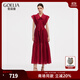 歌莉婭天絲連衣裙女貴氣穿搭2025新款獨特飛袖裙子1E5C4K680 53R椒紅 S