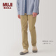 無(wú)印良品（MUJI）男式 彈力絲光斜紋 修身褲 長(cháng)褲子 春季款休閑褲男士 淺米色 AE0XLA4A 85 185/84A