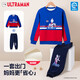 ULTRAMAN奧特曼男孩紅色加絨衛衣套裝春季兒童新年拜年服AHM96180藍色 120