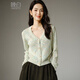 晚白【新品】2026春款含棉上衣顯瘦高級感V領(lǐng)針織開(kāi)衫外套女 綠色 L
