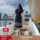 TOMMY HILFIGER【條紋裙擺】春夏女裝氣質(zhì)休閑五?？凼昭@瘦POLO連衣裙 藏青色FAP M