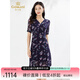 喬萬尼連衣裙夏真絲桑蠶絲商場同款法式碎花EI2E770601 格?；ㄕZ XL