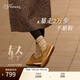73Hours明星同款女鞋小餅干25春夏新款軟底休閑運動(dòng)鞋德訓鞋阿甘鞋 棕色 36