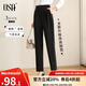 歐莎（OSA）【職業(yè)OL風(fēng)】黑色高腰垂感通勤西裝褲子女顯瘦直筒休閑褲百搭 黑色 S