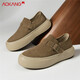 奧康（Aokang）男鞋勃肯復古駕車(chē)鞋男一腳蹬增高耐磨休閑鞋 卡其綠    41   