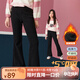 ASK JUNIOR女童褲子冬裝新品兒童加絨保暖舒適長(cháng)褲休閑時(shí)尚喇叭褲修身打底褲 黑色 160