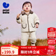 迷你巴拉長(cháng)袖套裝男女童抗菌棉翻領(lǐng)開(kāi)襟棉服棉褲兩件套冬新款 淺駝50017 90