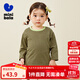 minibala迷你巴拉巴拉男童女童兒童長(cháng)袖T恤秋季兒童純棉條紋撞色上衣 咖綠色調00454 80