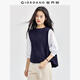 佐丹奴七分袖T恤女新款時(shí)尚撞色假兩件拼接寬松圓領(lǐng)上衣13325751 53藍/白 S