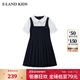 E·LAND KIDS海鹽少衣戀女童連衣裙25年夏季學(xué)院風(fēng)娃娃領(lǐng)百褶 Navy藏青色/59 140 cm