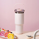 樂(lè )扣樂(lè )扣（LOCK&LOCK）陶瓷覆層內膽保溫杯吸管杯水杯辦公車(chē)載不銹鋼杯子 粉色 880ml