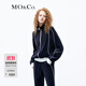 MO&Co.外套絲絨感撞色白條高領(lǐng)立領(lǐng)休閑短外套美式復古運動(dòng)摩安珂 深寶藍色 M 165