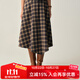 ELAND衣戀半身裙女復古格紋顯瘦A字傘擺裙2025冬季新款 深卡其色(37)D/Beige S