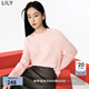LILY春新款女裝多巴胺穿搭含綿羊毛馬海時(shí)尚針織衫套頭毛衣女 122粉紅 M