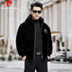 皮爾卡丹（pierre cardin）男裝金貂絨防寒休閑連帽加厚皮草外套痞帥保暖防寒短款男裝夾克 黑色 XL