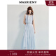 MAXRIENY優(yōu)雅度假風無袖收腰連衣裙25夏款法式復古優(yōu)雅風蕾絲長裙 冰藍 S