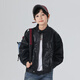 悠悠童話(huà)春秋兒童外套2025秋冬男童皮衣夾克PU中大童時(shí)尚風(fēng)衣洋氣潮 黑色 160 76