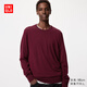 優(yōu)衣庫男裝女裝精紡美利奴羊毛圓領(lǐng)針織衫/毛衣毛衫25新款478535 18 暗紅色 L /175/100A