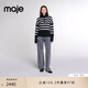 Maje2024秋冬款女裝時(shí)尚寬松條紋高領(lǐng)套頭衫針織衫MFPPU00845 黑色 S (1)