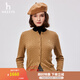 哈吉斯（HAZZYS）女裝【倫敦時(shí)裝周同款】秋冬款絞花羊毛開(kāi)衫女外套ABYSD1BCD36 米色BI M (160/84A 38)