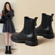 ZHR平底短靴女秋冬簡(jiǎn)約英倫風(fēng)切爾西靴女松緊帶女靴   EH19 黑色 39 