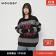 moussy 新品日系少年感撞色條紋針織衫毛衣028HAZ70-0931 020黑色 均碼 00020/F