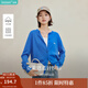 茵曼（INMAN）2025秋冬女裝新款MIU系刺繡針織開(kāi)衫簡(jiǎn)約百搭寬松毛衣外套 亮藍色 M