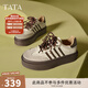 他她（TATA）烏梅子醬厚底德訓鞋女鞋透氣新款休閑增高板鞋女W9B02CM5 米白/啡（單里） 38