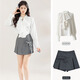 邦帛世兩件套裙2025秋季新款法式復古荷葉邊長(cháng)袖白襯衫+灰色包臀半身裙 荷葉邊白襯衫+灰色包臀裙兩件套 M 適合（90-105）無(wú)鏈條