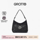 GROTTO個(gè)樂(lè )經(jīng)典黑石hobo包大小號植鞣綿羊皮腋下單肩斜挎軟包通勤禮物 經(jīng)典黑 銀標S