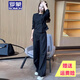 羅蒙品牌時尚氣質(zhì)減齡休閑套裝女 2025春秋新款輕奢通勤女人味一整套 黑色上衣+褲子兩件套 L 【建議105-115斤】
