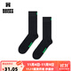 Happy Socks女男秋冬款情侶純色黑色穿搭襪子中筒襪 黑色綠 1雙 M 36-40